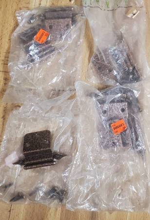 3 Sets 7 Total Vintage Ajax Hammered Copper Finish Cabinet Hinges USA 1