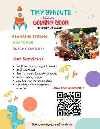 Guardería abre pronto (TARIFA DE INSCRIPCIÓN EXENCA, para las primeras familias que se unan (West Sacramento)63962707121154122