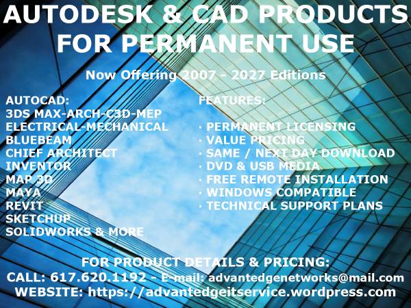 Permanent+Value Priced AutoCAD/Revit/Sketchup/Soliworks, ETC. 1