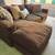 Dark brown down filled sectional movable chaise 4 thumbnail