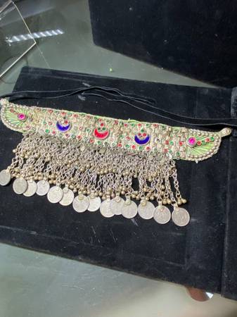 Antique Kuchi Afghan Choker Necklace Tribal Fusion Dance Ethnic Jewelr 1