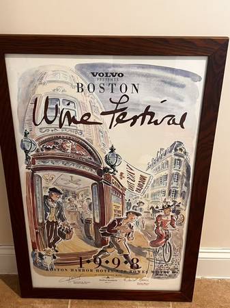 1998 Boston Wine Festival Promotional Poster, Framed & Signed 1