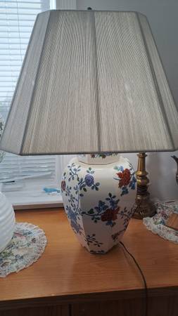 Large Oriental  Ginger Jar Lamp With Shade 1