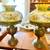 Antique vintage table lamps with floral design and brass base. 1 thumbnail