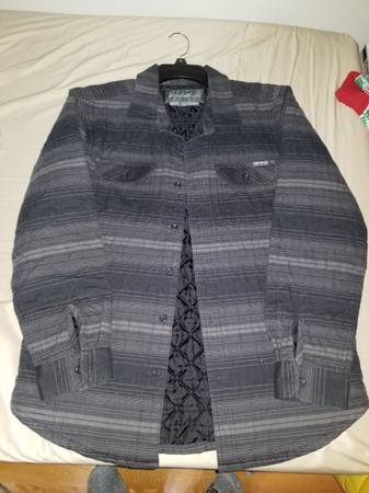 Mens Eddie Bauer Medium Quilted Gray Button Up Jacket 1