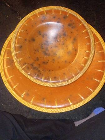 Terra Cotta Plate set (2):  Vintage Indonesia art decor 1