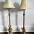 Candlestick Lamps with Leather Shades 1 thumbnail