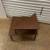 Vintage walnut laminate mid century modern corner side table 5 thumbnail