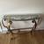 Vintage Curvy Metal Console Table/Sofa Table-Art Nouveau Top-Bev Glass 3 thumbnail