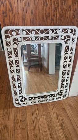 White Wicker Mirror NEW 1