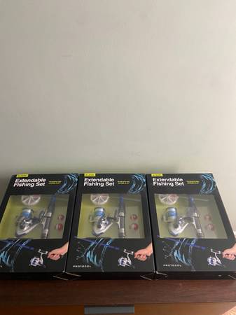 3 Compact fishing sets. Includes rod, reel & more. 1