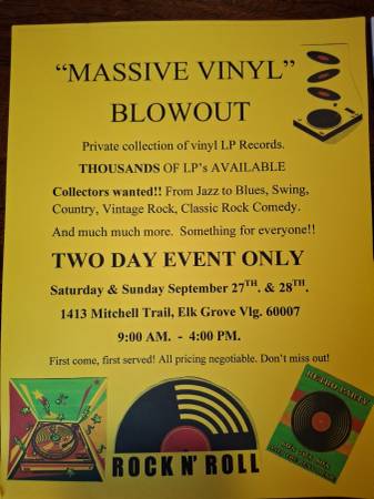 Massive Vinyl Record Sale! 2 Day Event September 27th & September 28th 1