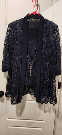 2Pc Mock Emb Souttache Pant Set With Necklace R&M Richards 1