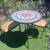 MOSAIC TABLE BISTRO SET WROUGHT IRON CHAIRS VINTAGE 2 thumbnail