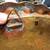 antique HAMMERED METAL round table top w glass insert 19 thumbnail