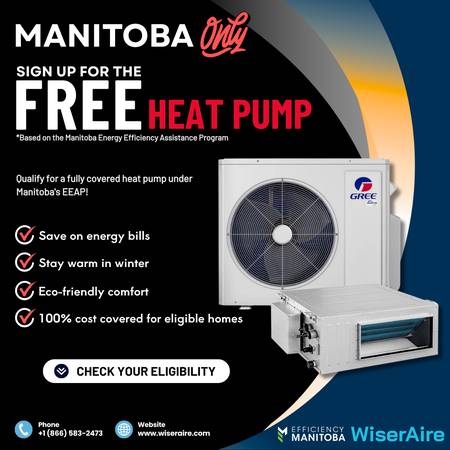 Free Heat Pump for Manitoba Homes – 100% Covered (Check If You Qualify 1