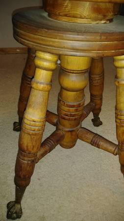 antique piano stool solid wood claw foot feet 1