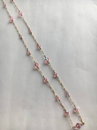 Pink Aurora Borealis Crystal Necklace and Earrings 1