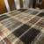 Mid century Walnut dining table with plaid upholstery accent chairs 2 thumbnail