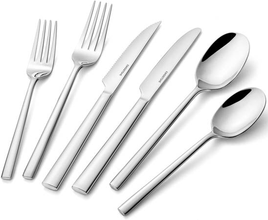 Silverware Set with Steak Knives, 16-Piece Forged Flatware Set Cutlery 1