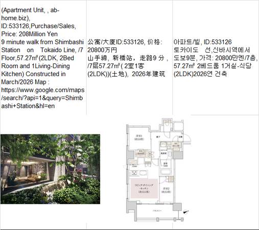 Price:  Yen208,000,000(Apartment Unit,  ab-home.biz),Shimbashi Station 1