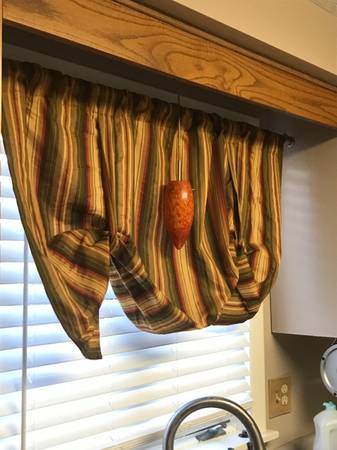 Brown & Green Striped Lined Window Valance – 100% Cotton 1