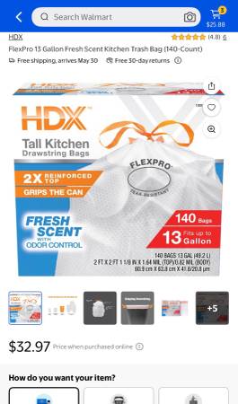HDX FlexPro 13 Gallon Fresh Scent Kitchen Garbage Trash Bags 140 count 1