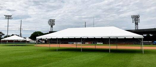 TENT SURPLUS LOT: 30' X 30' - 30' X 80'  TENT, POLES, STAGE, CANVAS 1