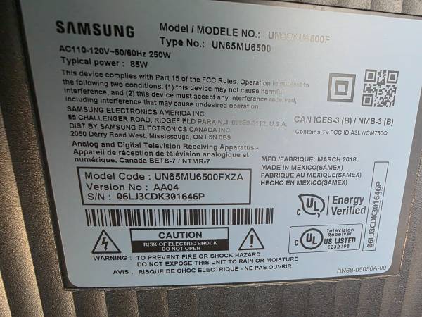 65" Curve Screen Samsung smart TV and stand 1