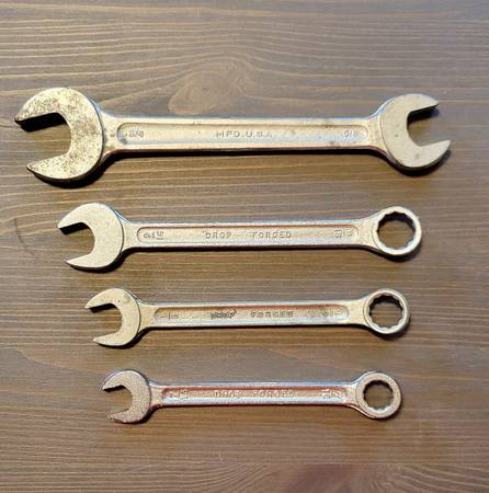 Vintage 1950s 4-Pc SAE Double Open End/Combination Wrench Set USA 1