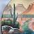 Large 41" round mixed media painting depicting Southwestern scenery 6 thumbnail