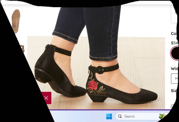 Black velvet ankle kitten heels with roses and gold trim 1