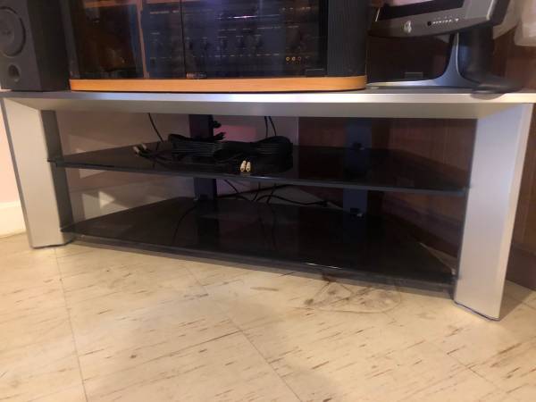 Pre-assembled 3-level Tinted Glass Big Screen TV Stand 1