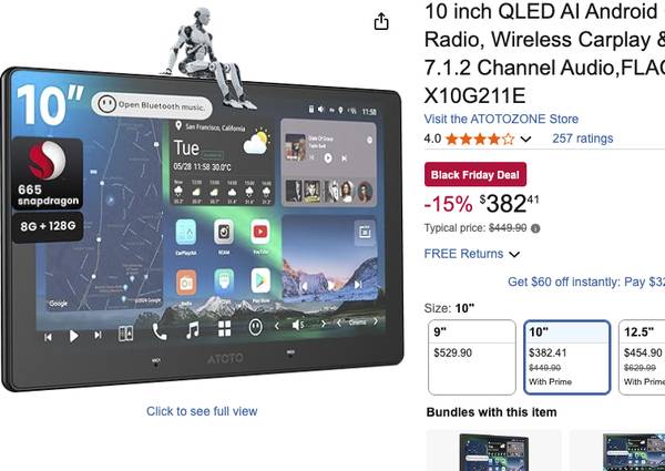 Atoto 10" Android Car infotainment 128gb space 8 gb ram android 13 1