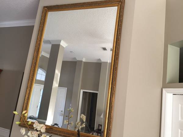 7 X 5 Large Beveled Wall Mirror with Gold framing 1