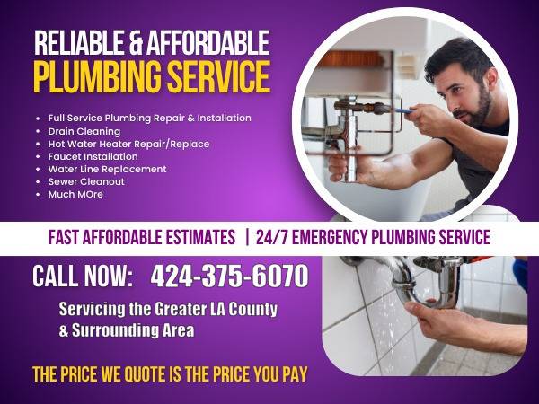 👉👉AFFORDABLE PLUMBING SERVICE-✅24/7 RELIABLE PLUMBER $SAVE 1