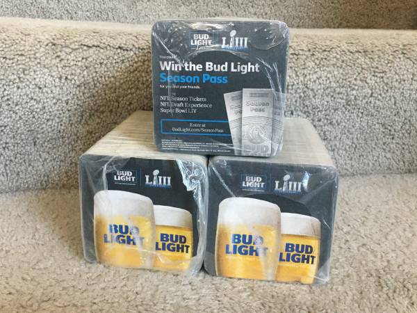 125 Coasters SEALED Budweiser Super Bowl LIII $15 EACH 1