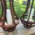 Pair Rare Hand Carved Mahogany Hanging or Tabletop Large Candle Lights 2 thumbnail