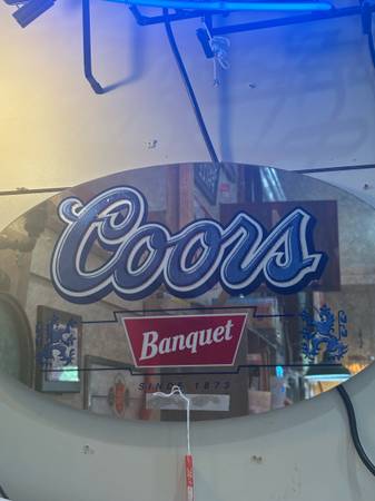 24x14 vintage COORS BEER BAR MIRROR.  155.00.  Johanna at Antiques and More. Loc 1