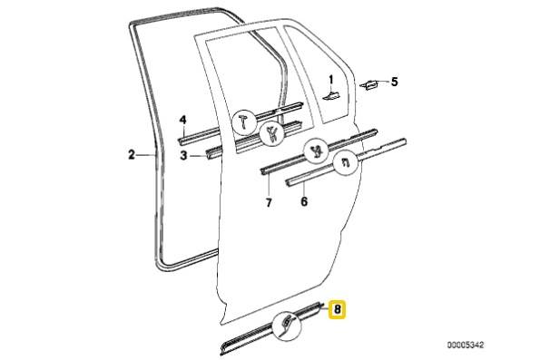 BMW E34 Rear Door Lower Trim 51 22 1 944 421 1