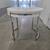 Side End Table, White Lacquer Round Top, Open Metal Frame 3 thumbnail