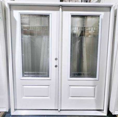 New 72" 3/4 Deco Glass LH Inswing Fiberglass Exterior French Door 1