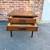 Mid Century Modern Two Drawer End Table with Carved Wood Pulls 10 thumbnail