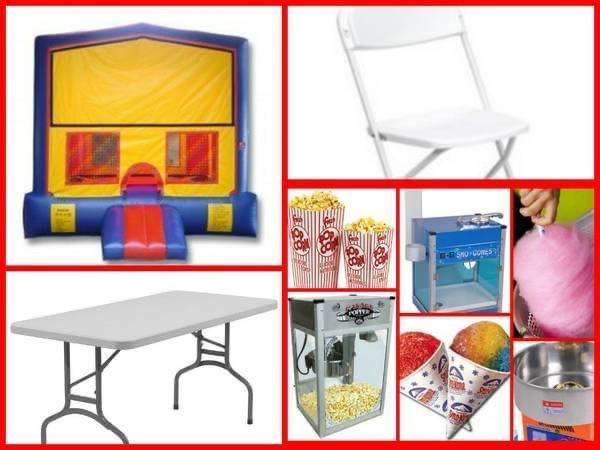 Free 2 Tables 20 Chairs Rent bounce house All Day $95 - $2 (All Areas)63471415288065120