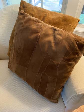 2 Leather Designer Throw Pillows 1