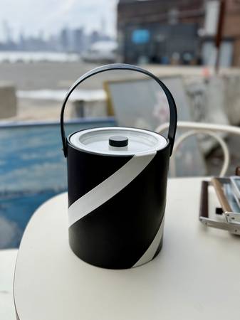 Vintage Black & White Ice Bucket / Barware Cooler – Postmodern 80s 1