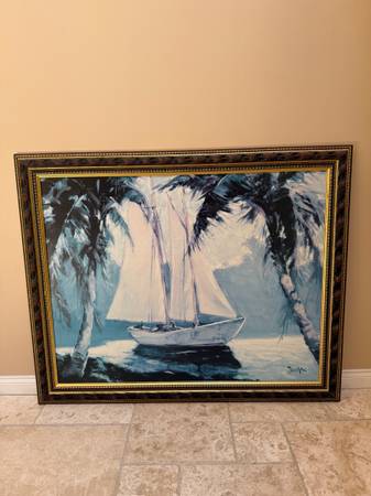 Painting of sailboat in Tahiti 1