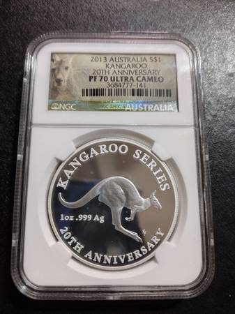 2013 Australia S$1 Kangaroo - 20th Anniversary PF 70 Ultra Cameo 1