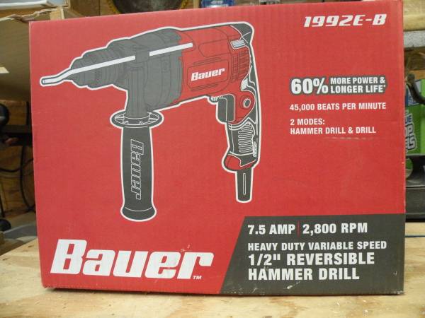 Bauer 7.5 amp 1-2"Reversible Hammer Drill 1