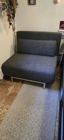 IDO Convertible Fabric Chair Bed Futon in Charcoal Gray Ex Cond. 1